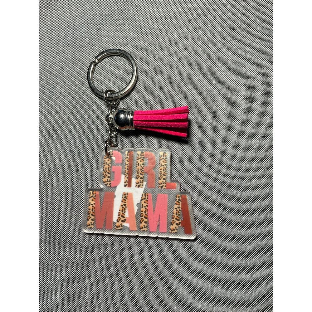 Keychain Girl Mom Leopard Print Pink
